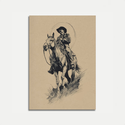 Einsamer Cowboy auf Pferd Poster