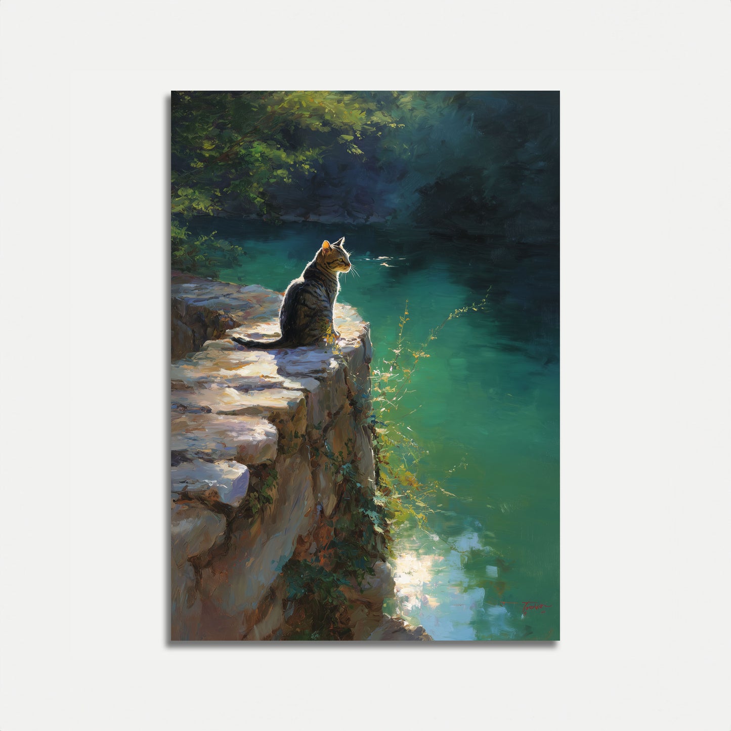 Katze am Smaragdsee Plakat