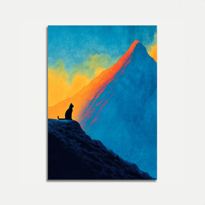 Cat Watching Volcano Erupt Poster