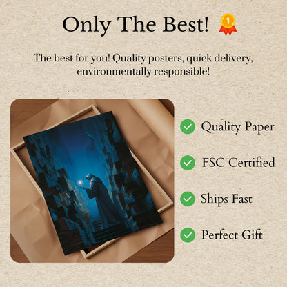 Mystical Monk in Cityscape Poster