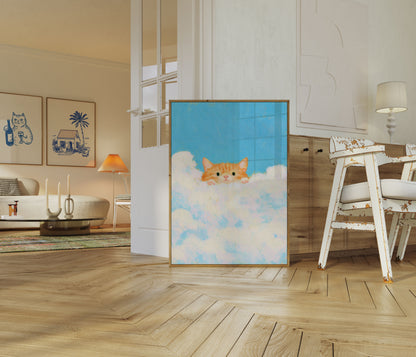 Orange kat i skyer plakat