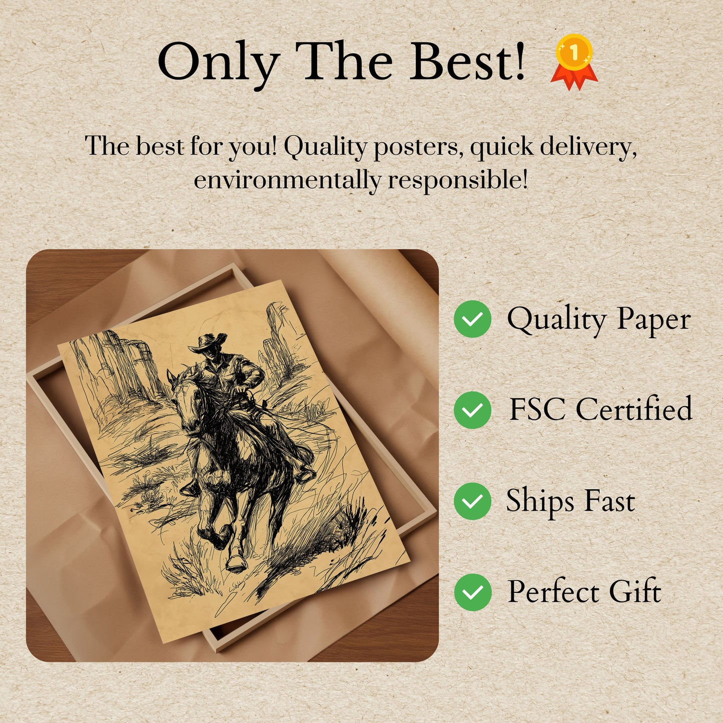 Galloping Western Cowboy Poster