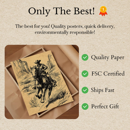 Galloping Western Cowboy Poster