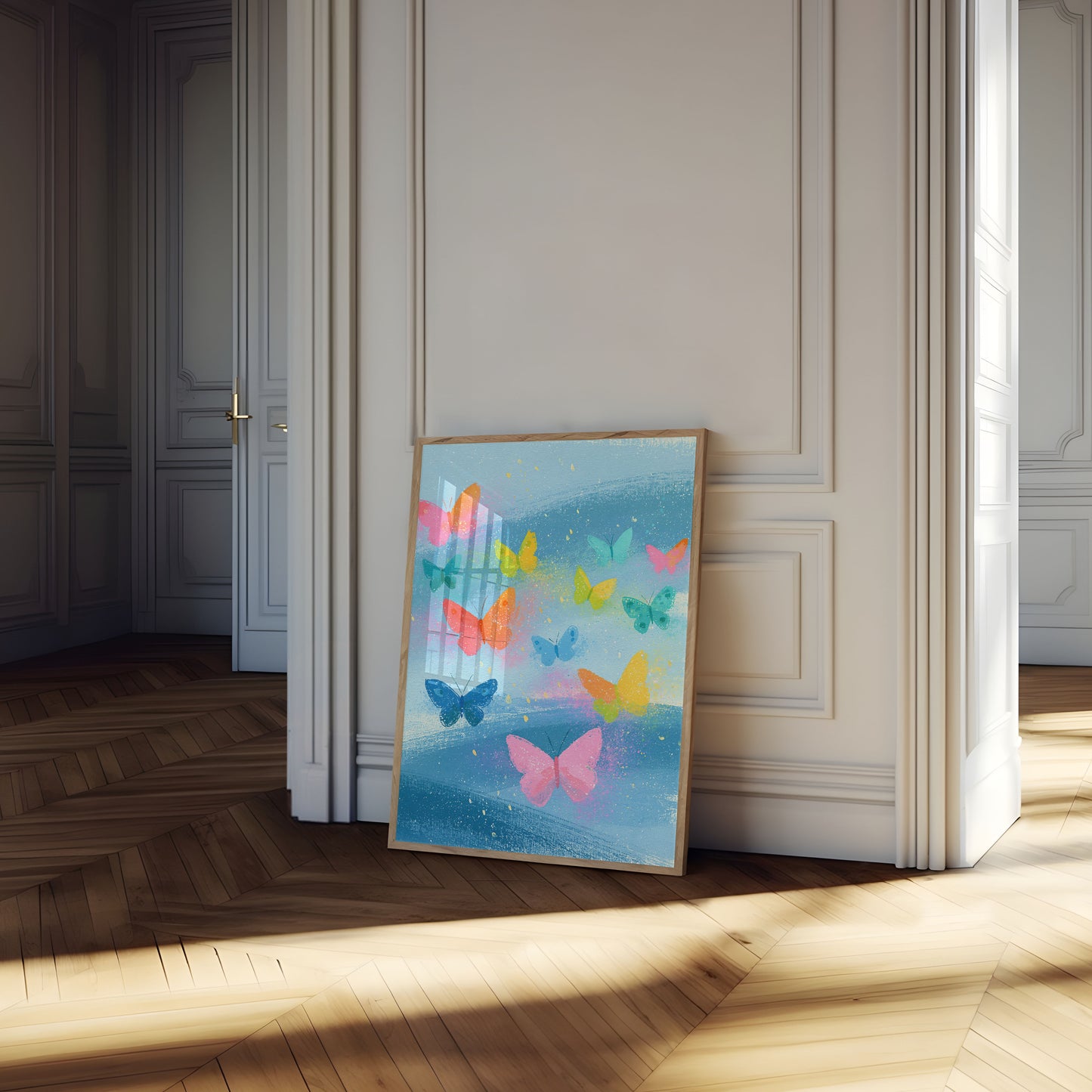 Colorful Butterflies in Flight Poster