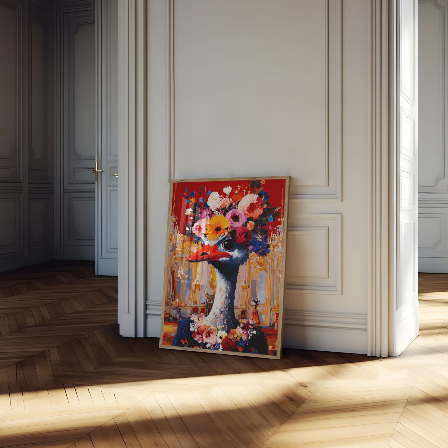 Floral Ostrich Elegance Poster
