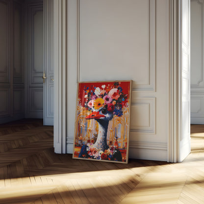 Floral Ostrich Elegance Poster
