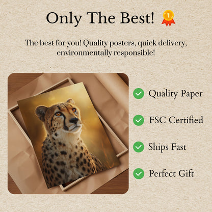 Póster de la majestuosidad del guepardo en la hora dorada