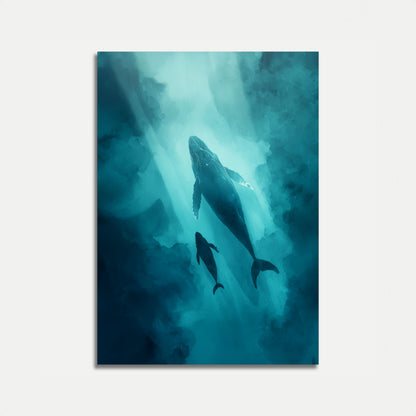 Humpback Whales in Ocean Light Poster