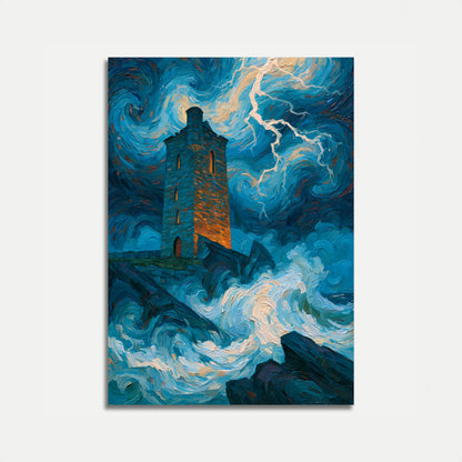 Stürmische Nacht Leuchtturm Poster