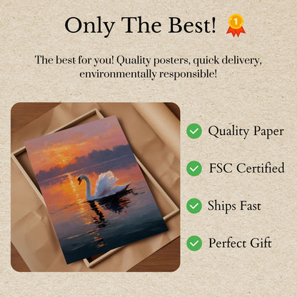 Serene Swan at Sunset Poster