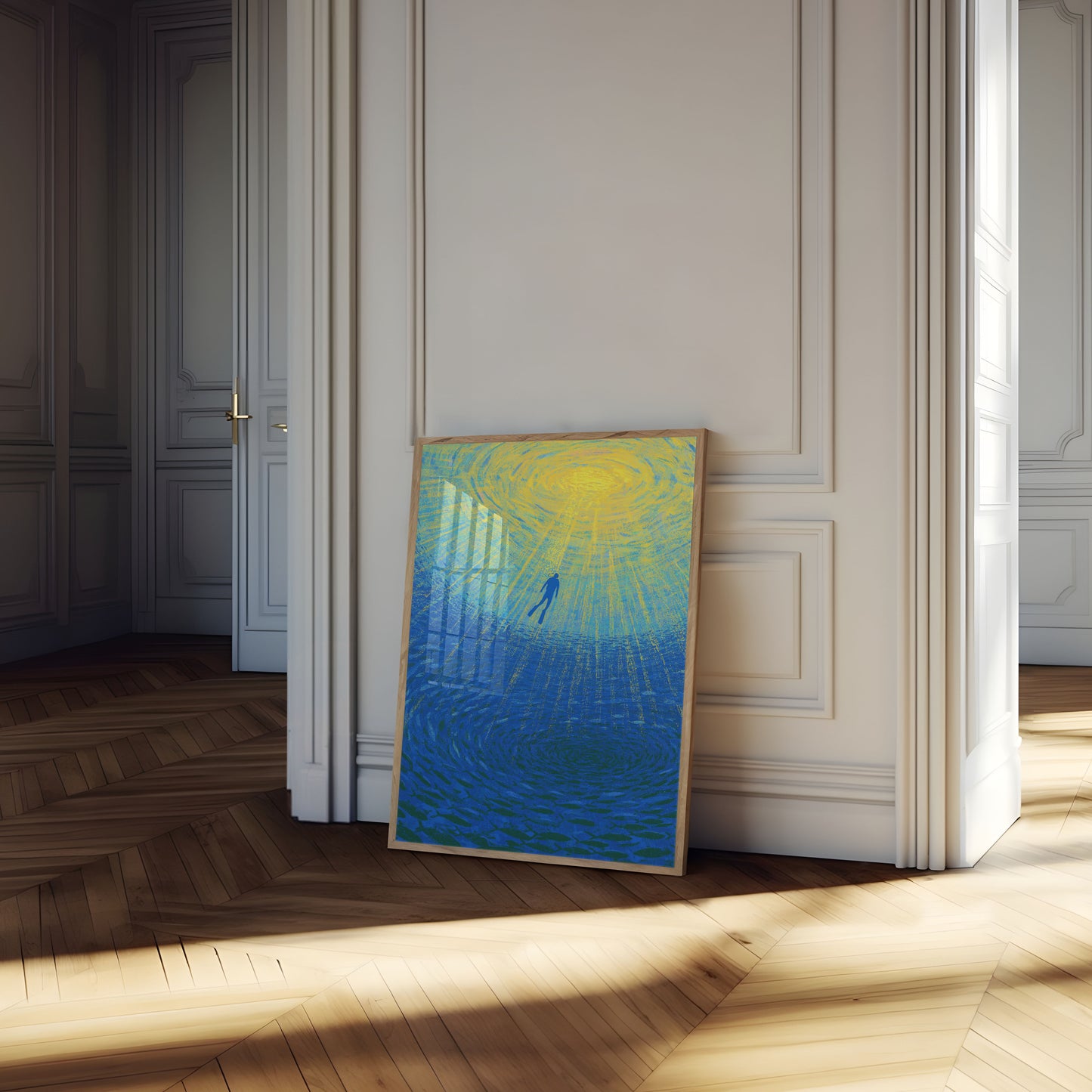 Swimmer Rising to Light Poster