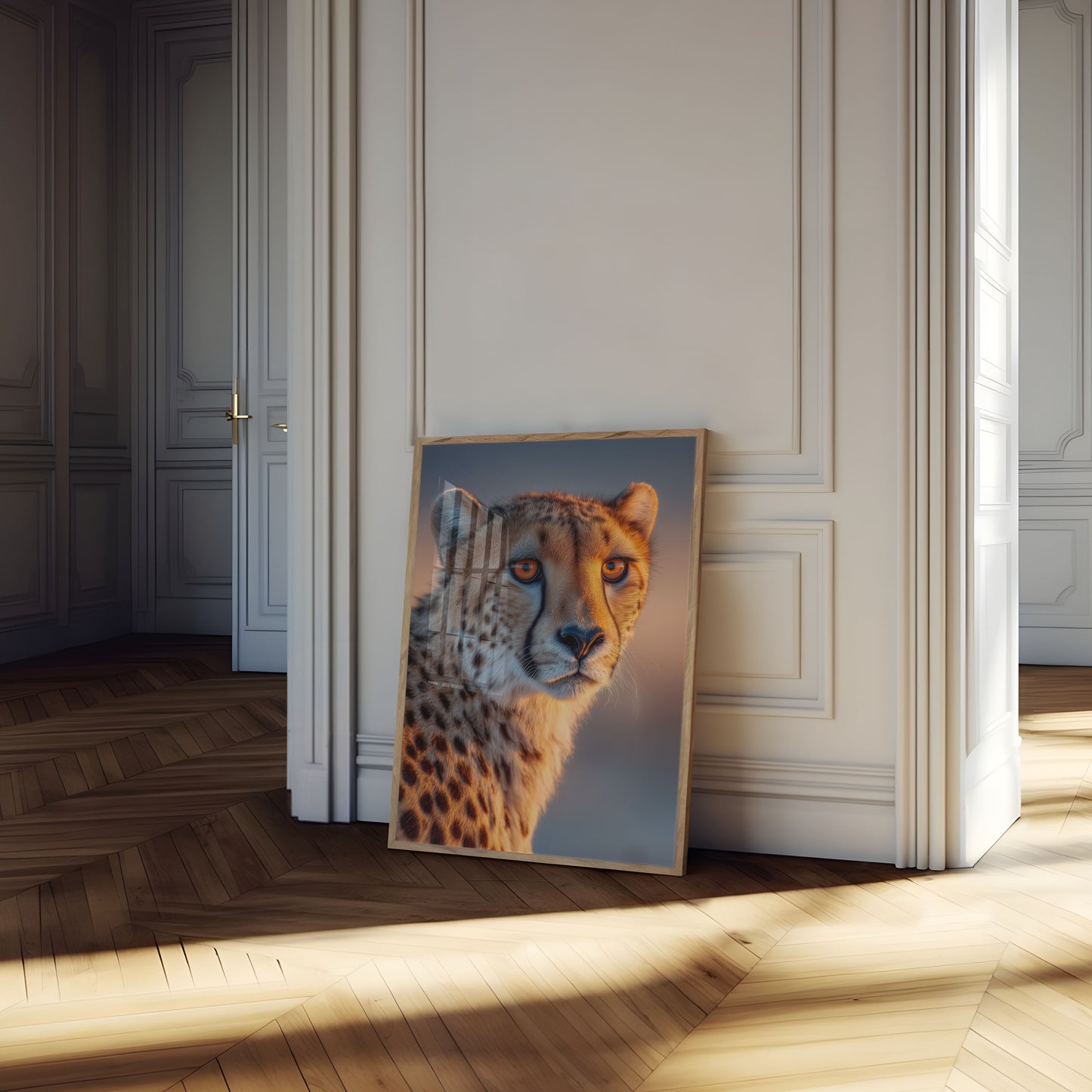 Póster de esencia de guepardo de la hora dorada