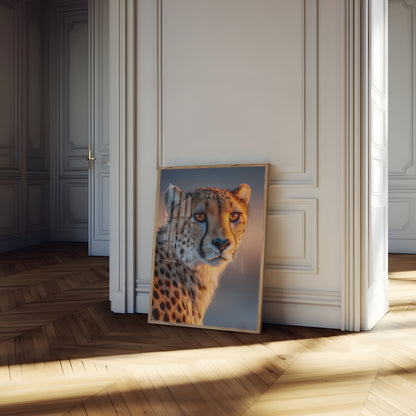 Póster de esencia de guepardo de la hora dorada