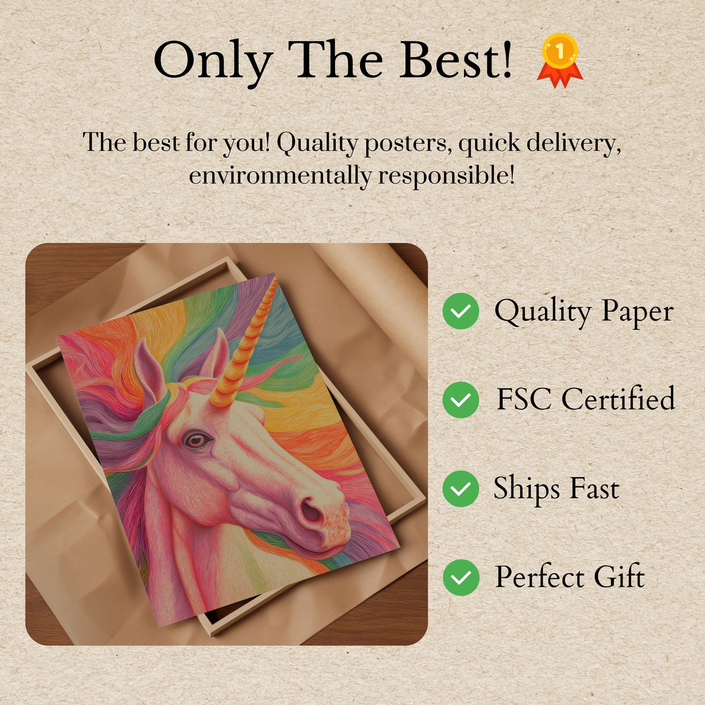 Colorful Rainbow Unicorn Poster