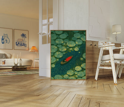 Serene Lily Pad Boat Poster