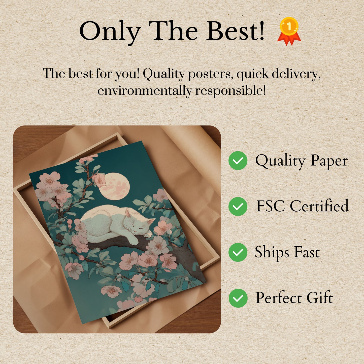 Pôster de Gato Dormindo sob Luar