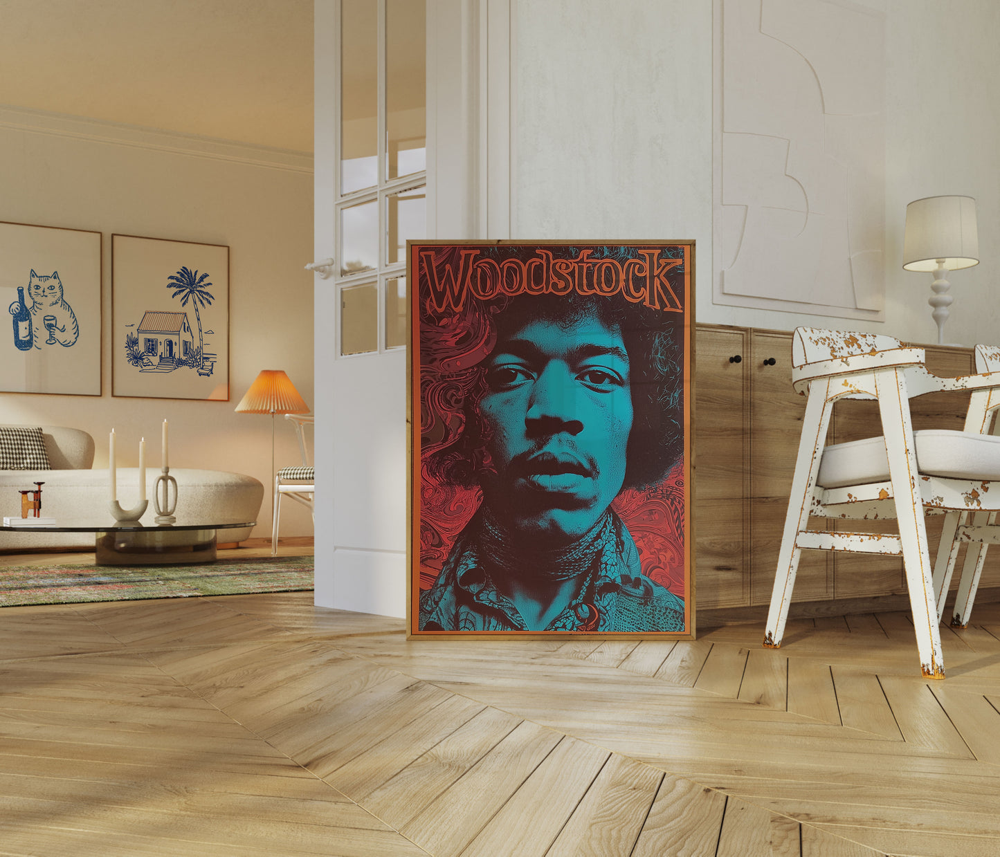 Psychedelic Jimi Hendrix Woodstock Poster