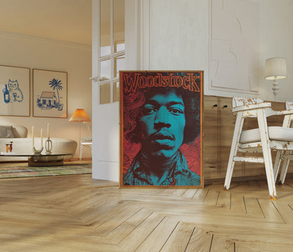Psychedelic Jimi Hendrix Woodstock Poster