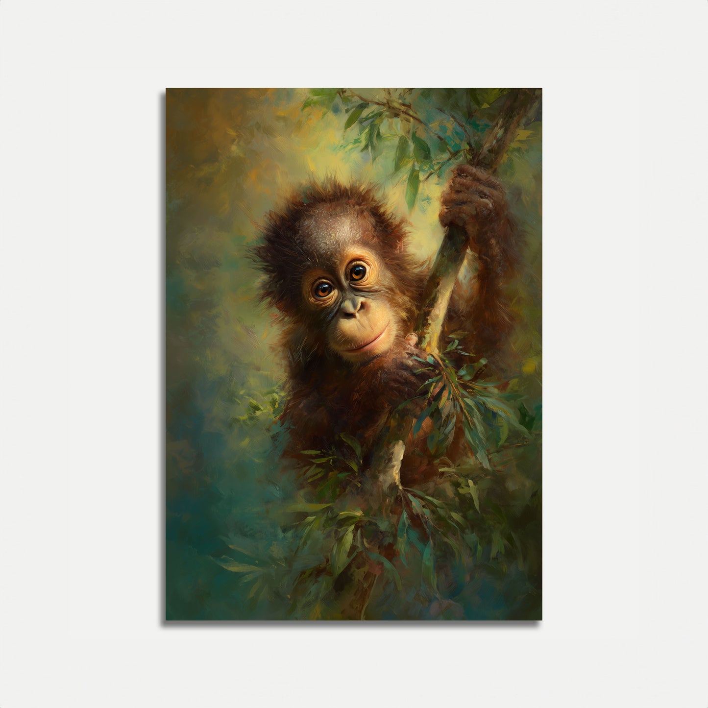 Young Orangutan in Jungle Poster