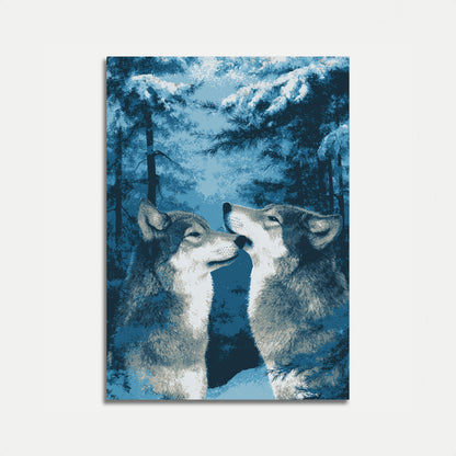 Wolves Howling in Winter Forest Poster