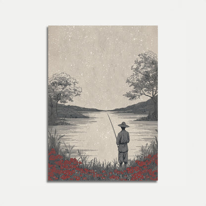 Fisherman by the Lake Poster