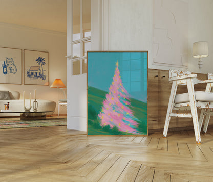Pink Christmas Tree Poster
