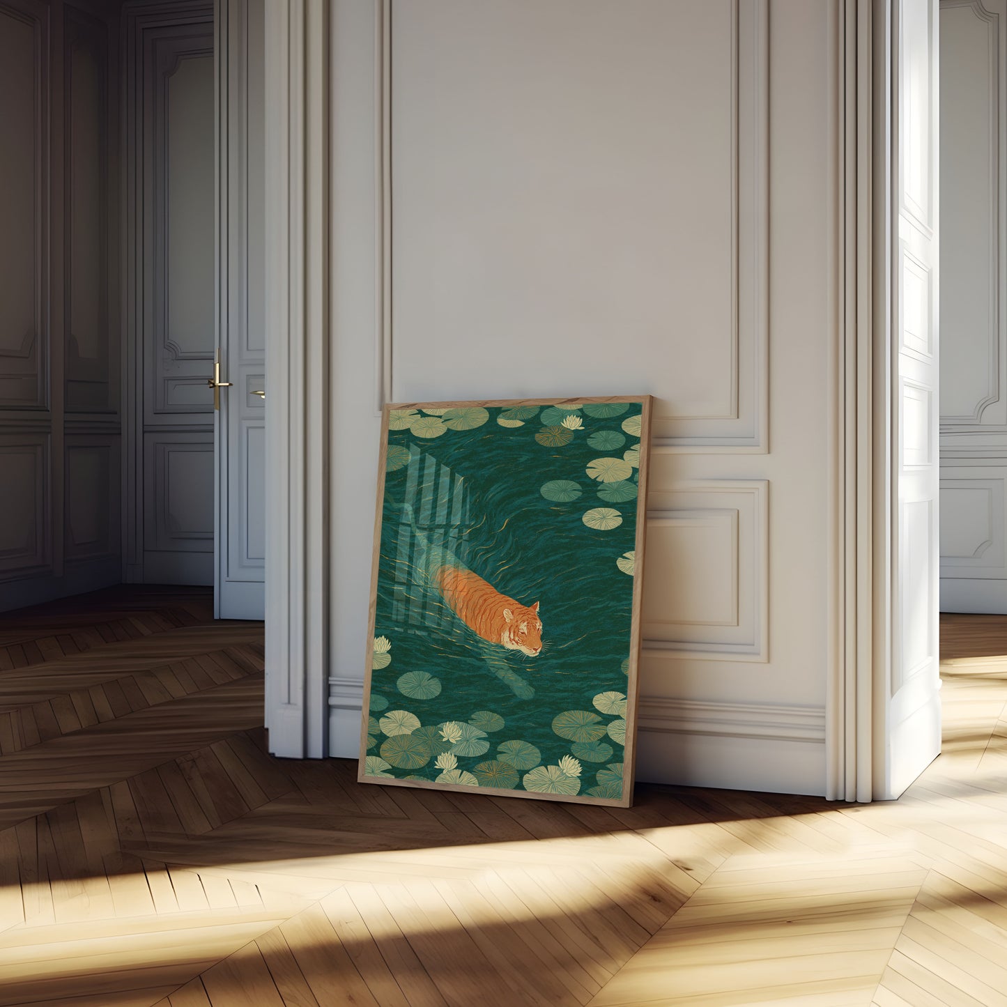 Tiger Svømmer i Liljedam Plakat