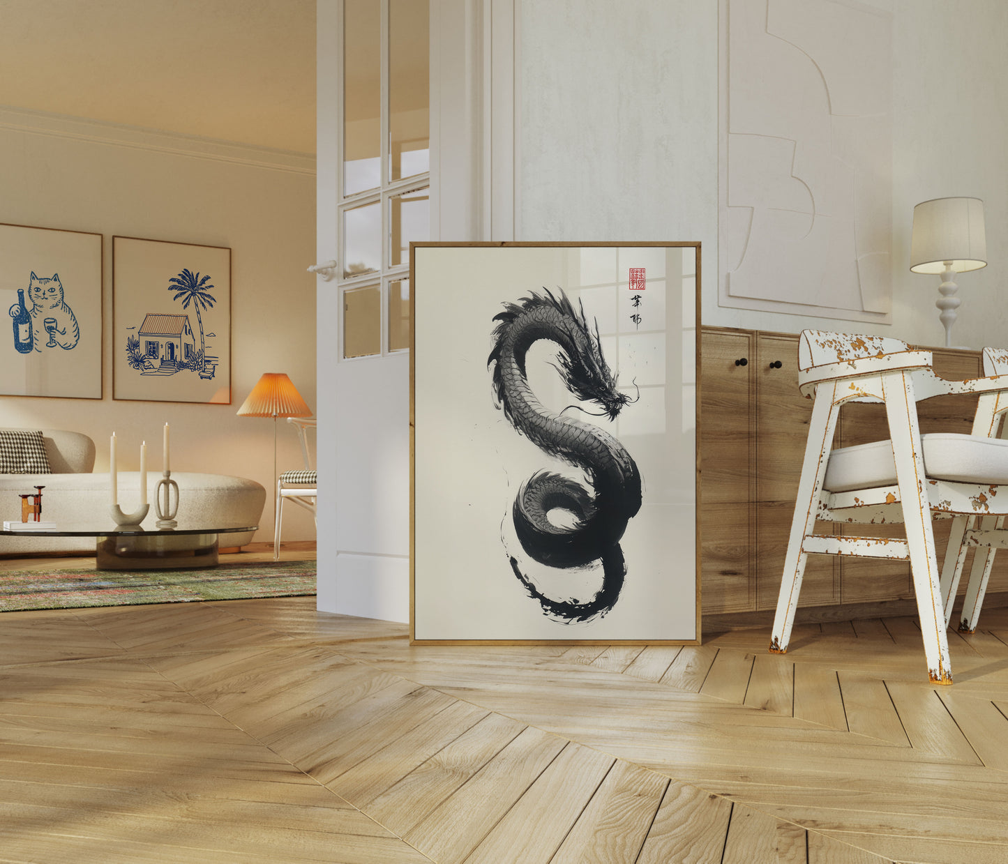 Ancient Dragon Ink Poster