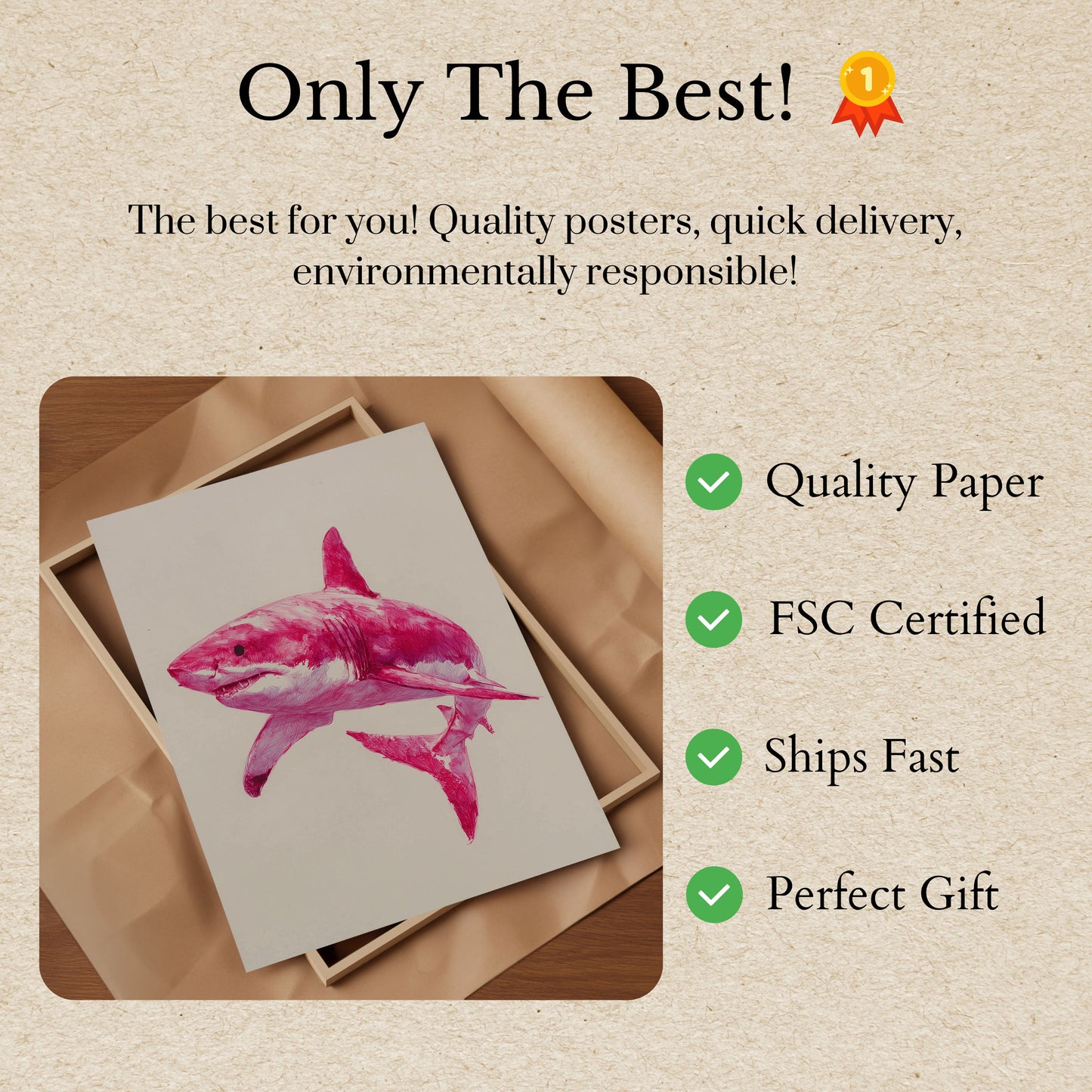 Pink Shark Marine Art Poster