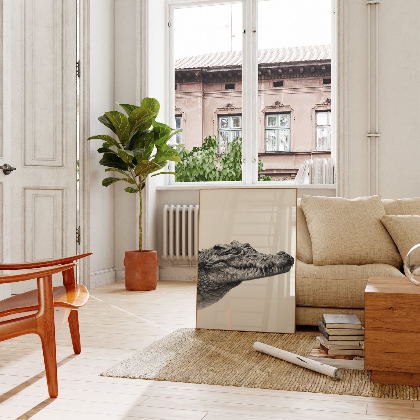 Ancient Predator Black and White Poster