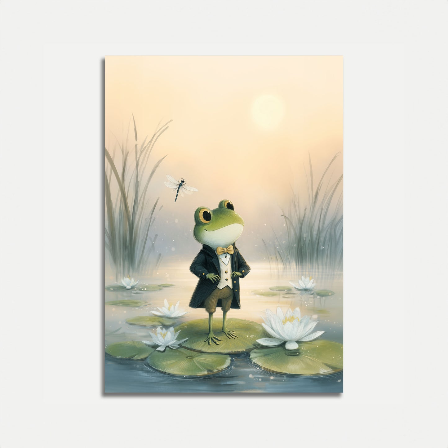 Dapper Frog in Lily Pond Poster