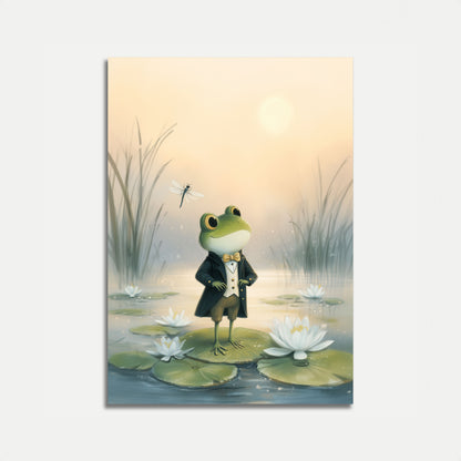 Dapper Frog in Lily Pond Poster