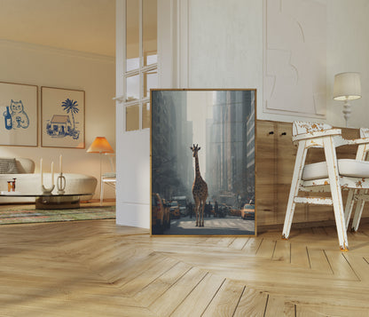 Urban Giraffe City Street Poster