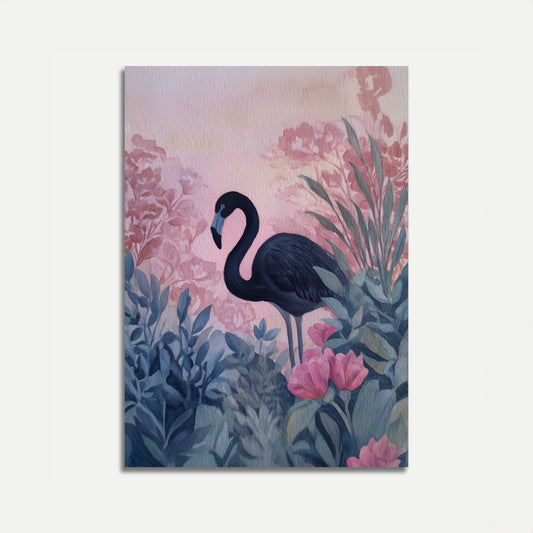 Dark Flamingo Garden Poster