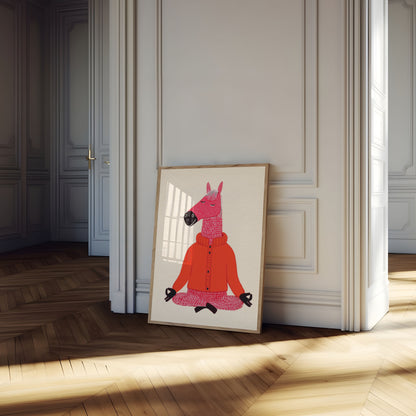 Zen Horse in Red Poster