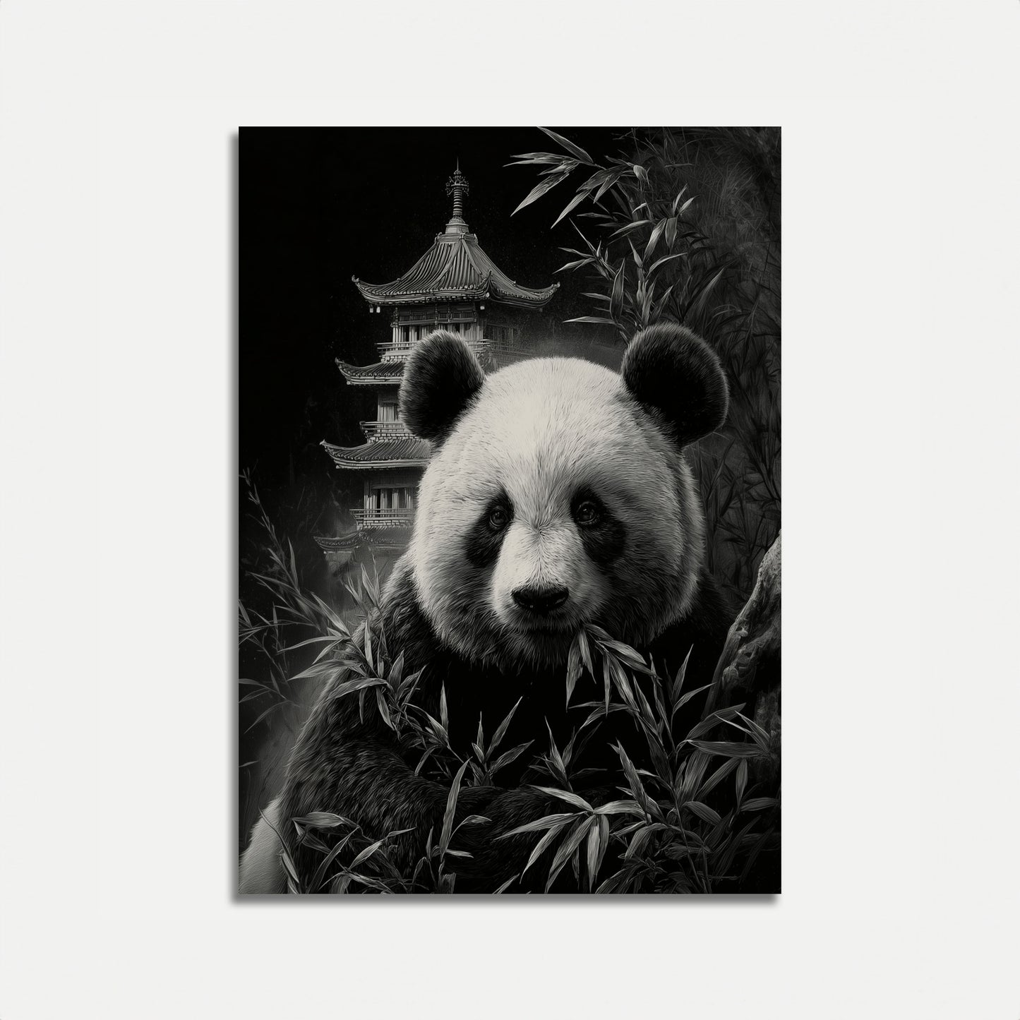 Serene Panda Pagoda Poster