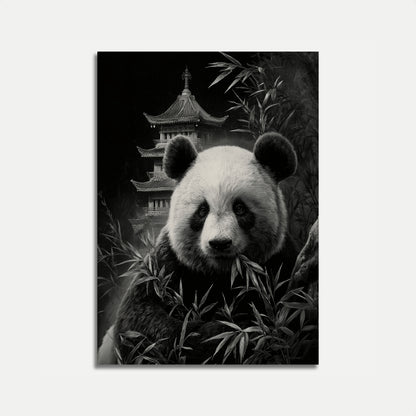 Serene Panda Pagoda Poster