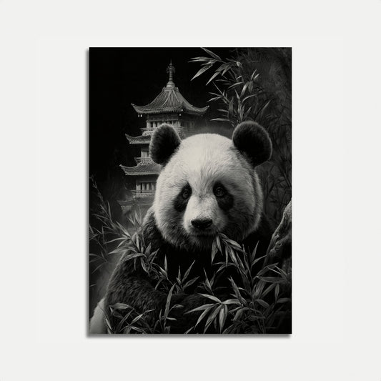 Serene Panda Pagoda Poster