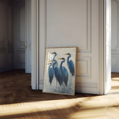 Blue Herons in Watercolor Poster