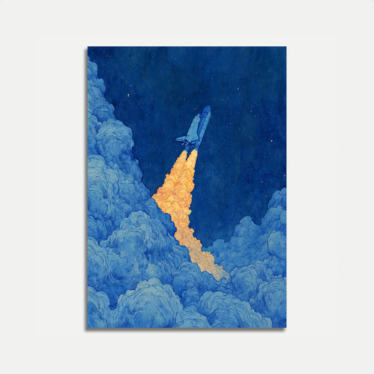 Space Shuttle Launch Into Stars Poster