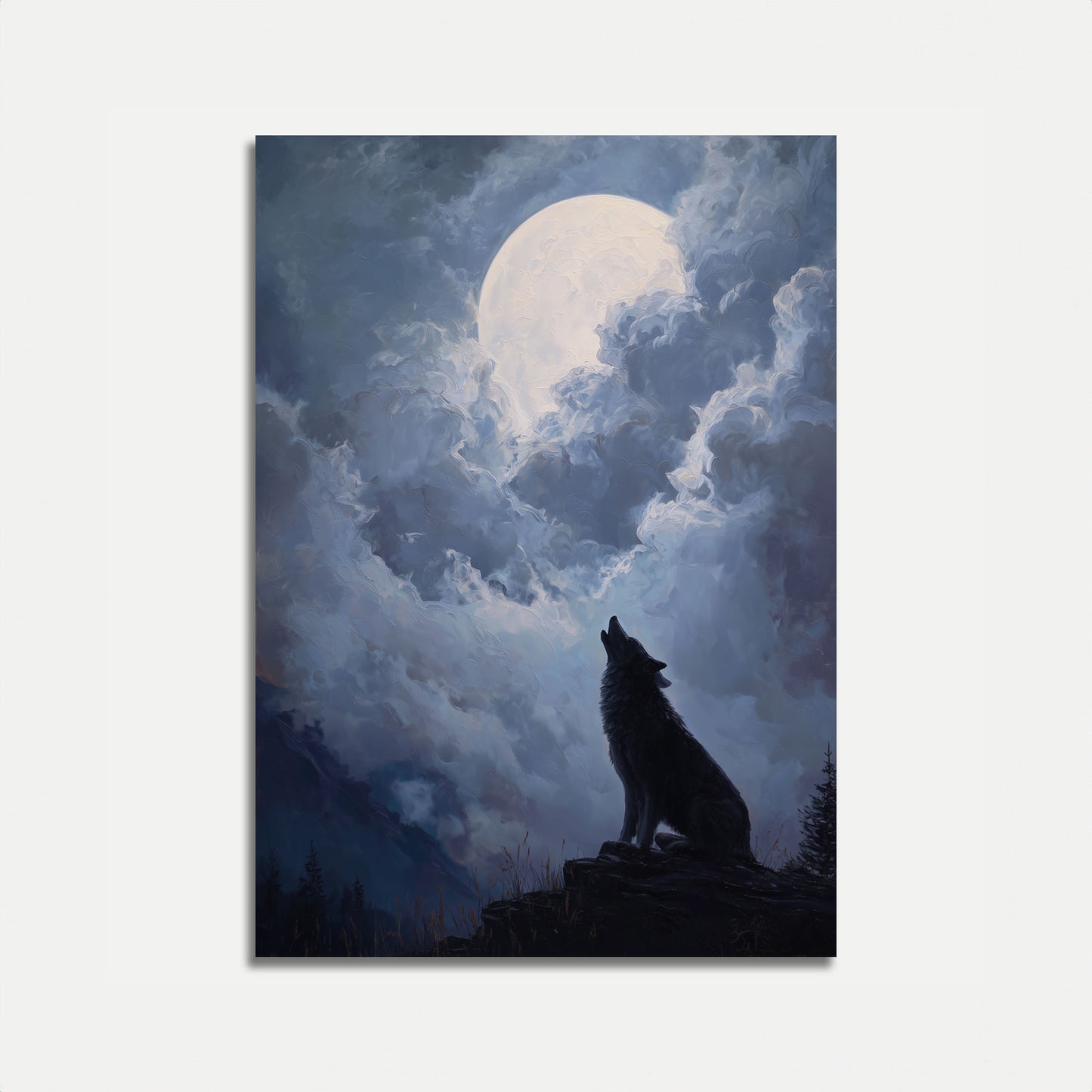 Moonlit Wolf Howl Poster