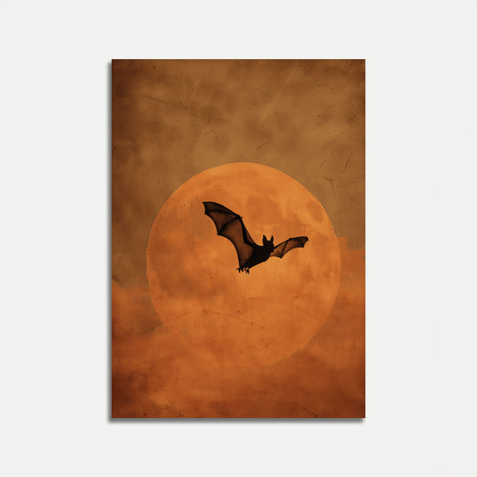 Fledermaus fliegt an Vollmond vorbei Poster