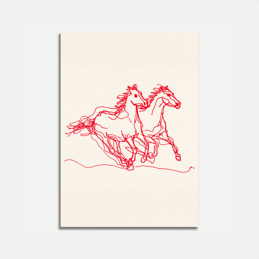 Galoperende Paarden Lijntekening Poster