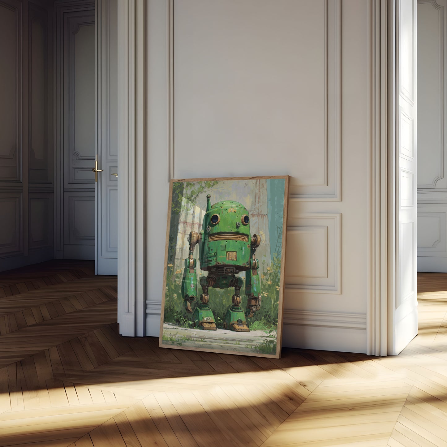 Plakát Zelený Retro Robot