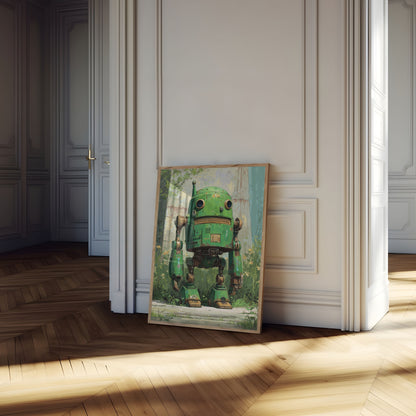 Plakát Zelený Retro Robot