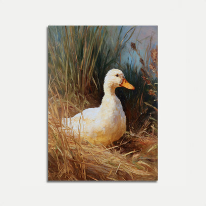 White Duck in Grassy Meadow Poster