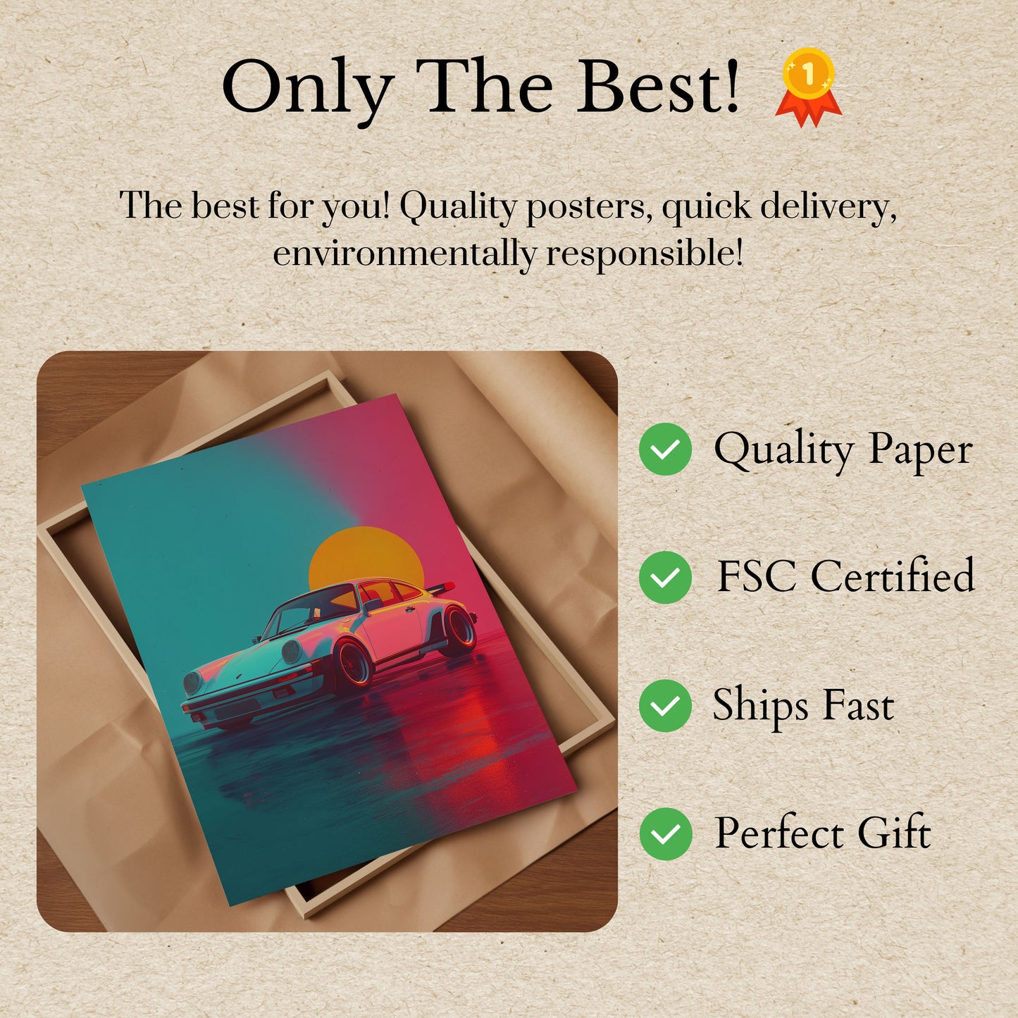 Retro Sunset Porsche 911 Poster