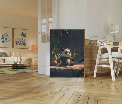 Póster de panda del bosque de bambú