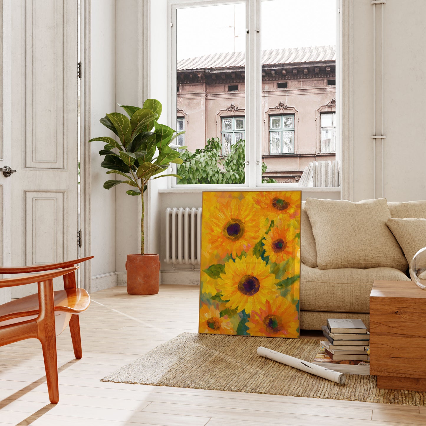 Zonnebloemen Olieverfschilderij Poster