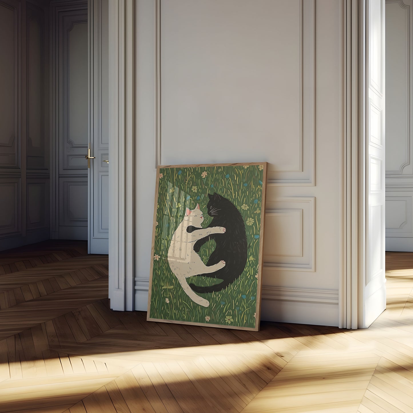 Póster de tiernos compañeros felinos